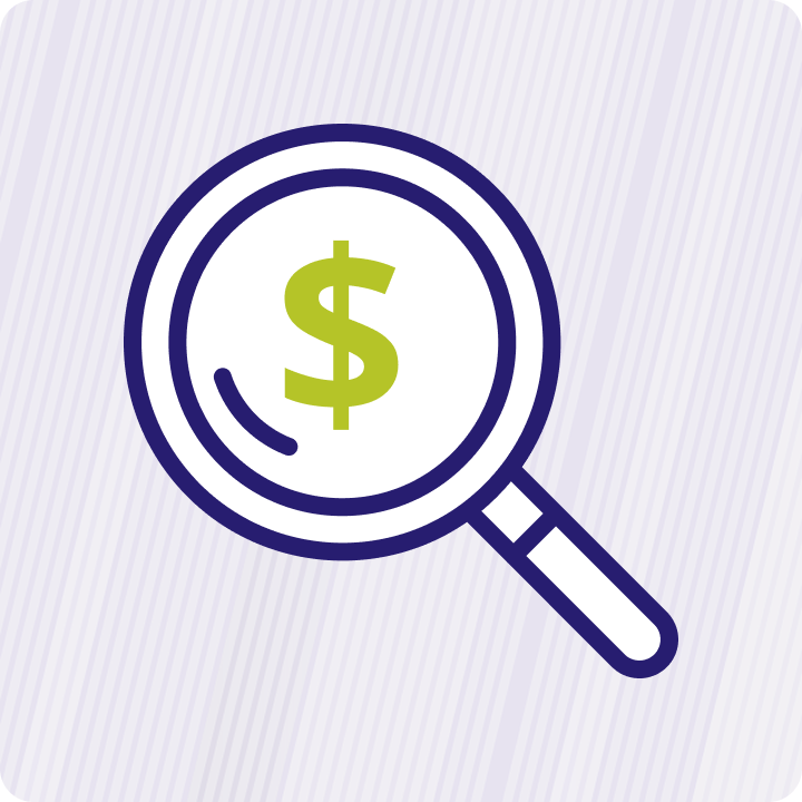 magnifying glass with money symbol