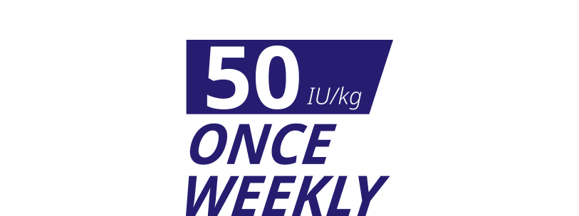 50 IU/kg ONCE WEEKLY