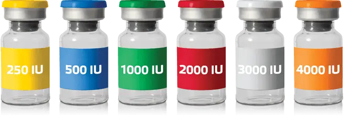 6 different vial illustrating vial-strength options
