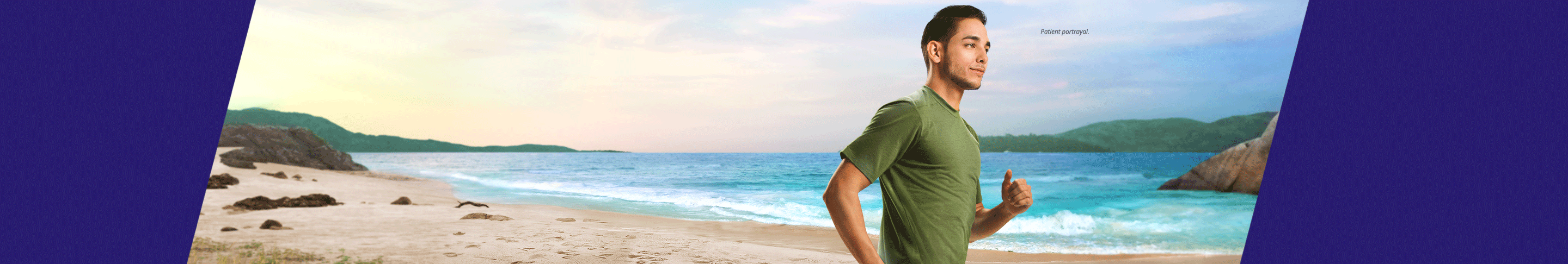 Man running on the beach (patient portrayal)